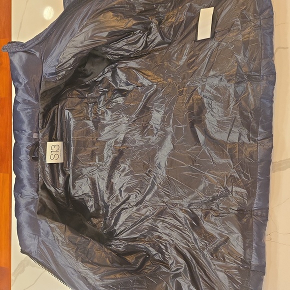 S13 New York Kylie Gloss Hooded Down Puffer Jacket Navy Womens Size Medium - Picture 9 of 12